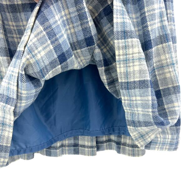 Edinburgh Woollen Mill (8) VINTAGE 70's Blue Tartan Plaid Wool Pleated Skirt - Picture 8 of 9